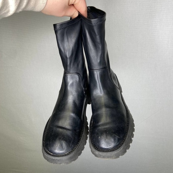 Stradivarius |‎ Black Platform Heeled Boots 38 - Picture 2 of 5